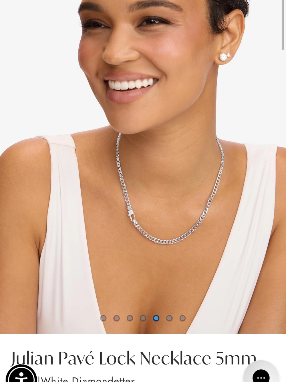 Pavé Lock Necklace 5mm in Silver